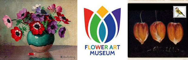 Afb Huibert Schallenberg Anemoon, logo Flower Art Museum Aalsmeer en schilderij lampionnetjes Bert Kinderdijk (BK)
