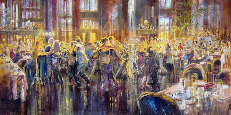 Bert Kinderdijk BK, Dansschilderij. Decor Bourla Antwerpen, 100x300cm. Co-painting Part. collectie
